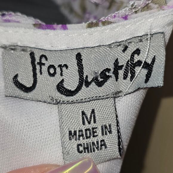 J for Justify Medium Y2K Purple Floral Baby Doll Cottagecore Coquette Boho Fairy - Picture 5 of 15